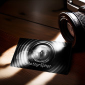 Eenvoudig zwarte en witte fotografische camera-len visitekaartje