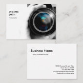 Eenvoudig zwarte en witte fotografische camera-len visitekaartje (Voorkant / Achterkant)