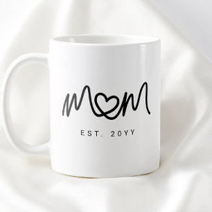 Eenvoudig Zwarte Lettertype Hart Nieuwe Moeder Gev Koffiemok