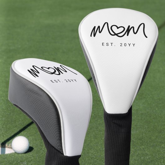 Eenvoudig Zwarte Lettertype Hart Oprichtingsjaar M Golfheadcover