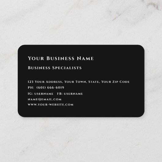 Eenvoudig zwarte professionele horizontale bus visitekaartje (Achterkant)