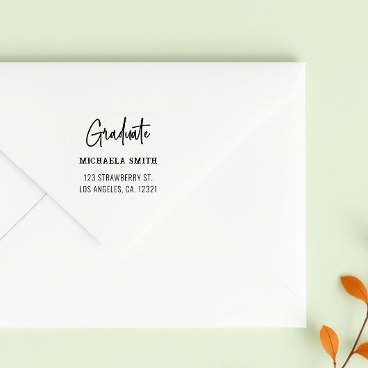 Eenvoudig Zwarte Script Afstudeer Retouradres Zelfinktende Stempel