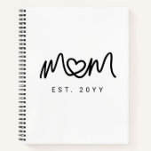 Eenvoudig Zwarte Script Hart Moeder Gevestigd Rece Notitieboek (Voorkant)