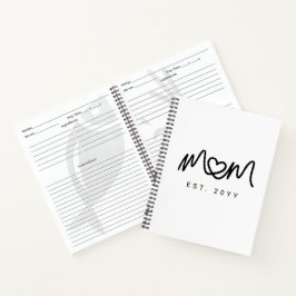 Eenvoudig Zwarte Script Hart Moeder Gevestigd Rece Notitieboek