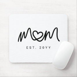 Eenvoudig Zwarte Script Hart Moeder Mama Opgericht Muismat