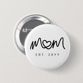 Eenvoudig Zwarte Script Hart Nieuwe Moeder Gevesti Ronde Button 5,7 Cm