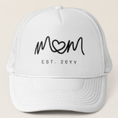 Eenvoudig Zwarte Script Hart Nieuwe Moeder Gevesti Trucker Pet (Voorkant)