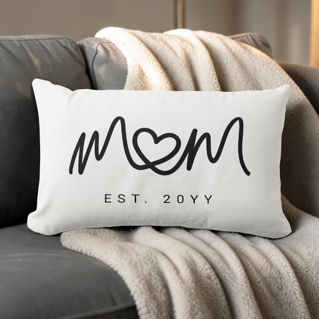 Eenvoudig Zwarte Script Hart Unieke Moeder Gevesti Kussen (Simple Black Script Heart Unique Mom Established Lumbar Pillow)