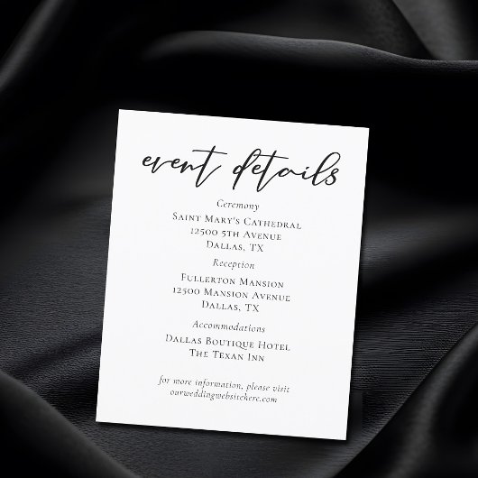 Eenvoudig Zwarte Script Trouw Evenement Details Bl