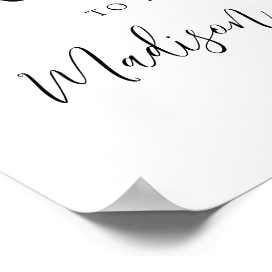 Eenvoudig Zwarte Script Trouw Welkom Poster (Hoek)