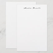 Eenvoudig Zwarte Witte Trendy Calligrafie Script Briefpapier (Voorkant / Achterkant)