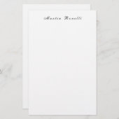 Eenvoudig Zwarte Witte Trendy Calligraphy Script Briefpapier (Voorkant / Achterkant)