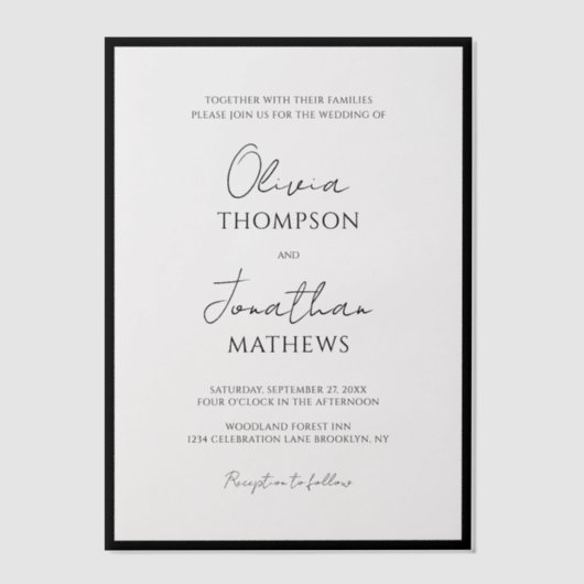 Eenvoudig Zwartrand Rechthoekig Schrift Overlay Br Vellum Uitnodigingen (Voorkant)