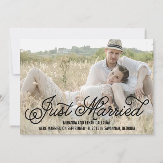 Eenvoudig zweet bruiloft aankondiging - zwart (Voorkant)