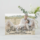 Eenvoudig zweet bruiloft aankondiging - zwart (Staand voorkant)