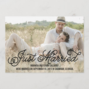 Eenvoudig zweet bruiloft aankondiging - zwart