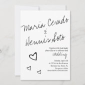 Eenvoudig zwevende harten lettertype script bruilo kaart (Voorkant)