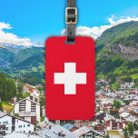 Eenvoudig Zwitsers vlagrood Bagagelabel<br><div class="desc">Klik op "Aanpassen" om tekst aan te passen en/of achtergrondkleur te wijzigen. Maakt een geweldig vakantiecadeau of een Cool stocking Filler,  verjaardagsgeschenk of vakantiecadeau.</div>