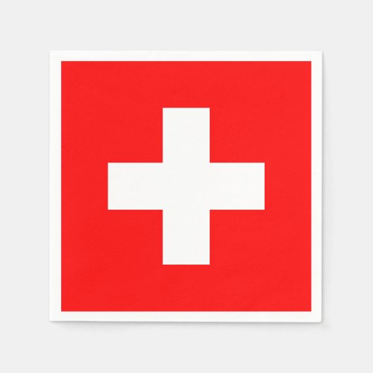 Eenvoudig Zwitsers vlagrood en wit patriotticum Servet (Voorkant)