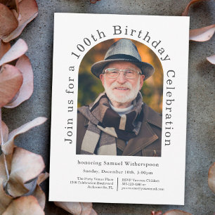 Eenvoudige 100e verjaardag met 2 foto's kaart