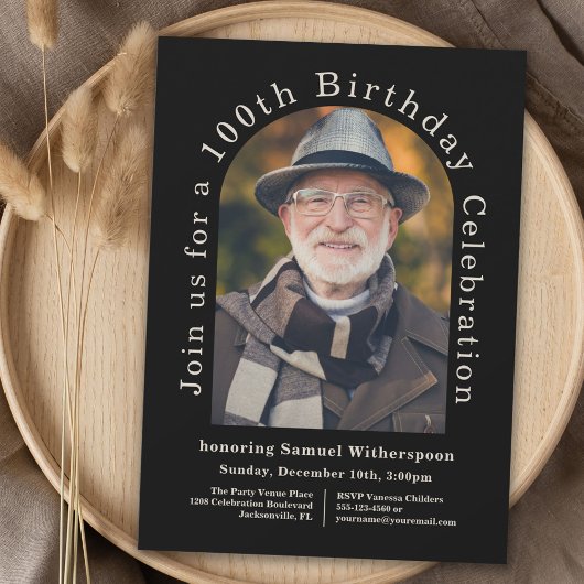 Eenvoudige 100e verjaardag met 2 foto's kaart