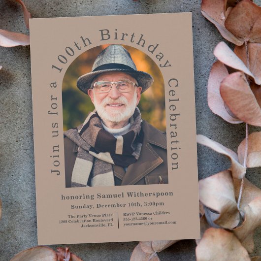 Eenvoudige 100e verjaardag met 2 foto's kaart