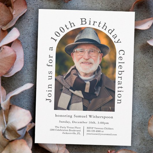 Eenvoudige 100e verjaardag met 2 foto's kaart