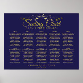 Eenvoudige 10-tafel-weddenschappen met goud en zee poster