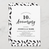 Eenvoudige 10e bruiloft Jubileum-uitnodiging Kaart (Voorkant / Achterkant)