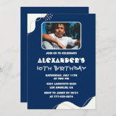 Eenvoudige 10e verjaardag uitnodigingen Boy Photo (Voorkant / Achterkant)