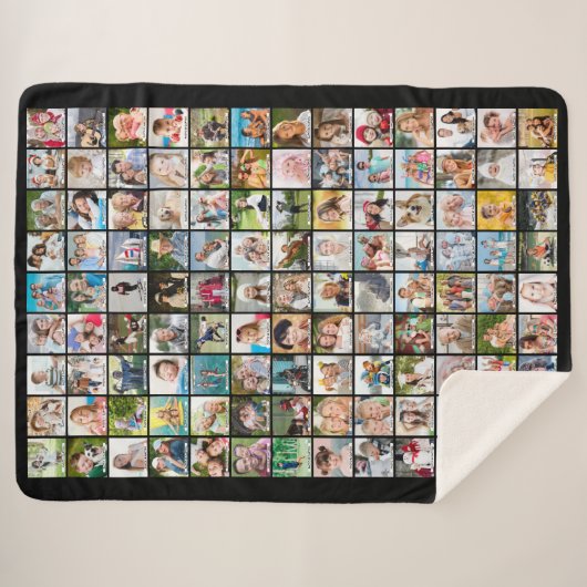 Eenvoudige 117-fotocollage met onderschriften voor sherpa deken (Voorkant (horizontaal))