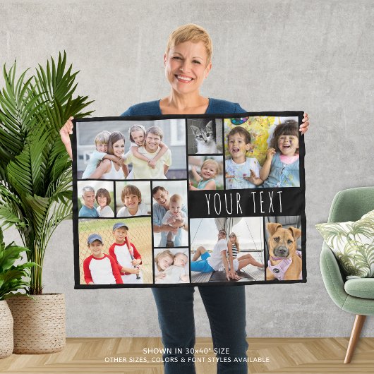 Eenvoudige 11 Fotocollage Aangepaste kleur Fleece Deken