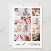 Eenvoudige 12 foto collage Baby shower Dank u Bedankkaart (Voorkant)