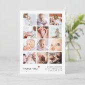 Eenvoudige 12 foto collage Baby shower Dank u Bedankkaart (Staand voorkant)