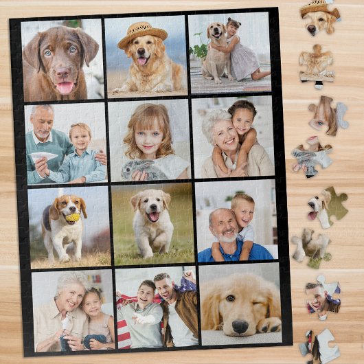 Eenvoudige 12 Foto Collage Custom Familie Vrienden Legpuzzel