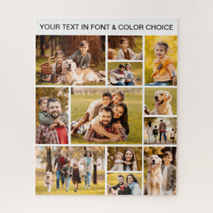 Eenvoudige 12 foto collage uw tekst legpuzzel