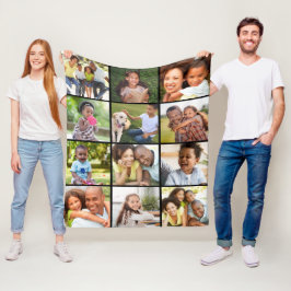 Eenvoudige 12 Sjabloon voor fotocollage, zwart Fleece Deken