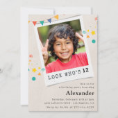 Eenvoudige 12e verjaardag uitnodigingen Blauwe fot (Voorkant)