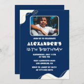 Eenvoudige 12e verjaardag uitnodigingen Boy Photo (Voorkant / Achterkant)