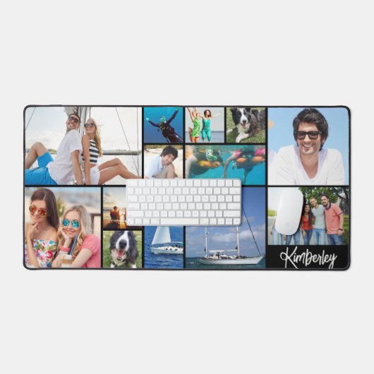 Eenvoudige 13 fotocollage gepersonaliseerde aangep bureaumat (Keyboard & Muis)