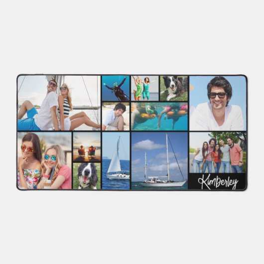 Eenvoudige 13 fotocollage gepersonaliseerde aangep bureaumat (Voorkant)