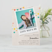 Eenvoudige 13e verjaardag uitnodigingen Meisje Fot (Staand voorkant)