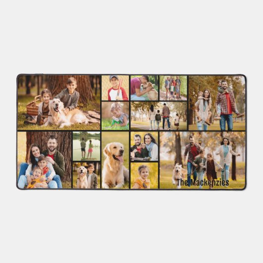 Eenvoudige 14 fotocollage aangepaste kleur geperso bureaumat (Voorkant)