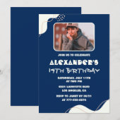 Eenvoudige 14e verjaardag uitnodigingen Boy Photo (Voorkant / Achterkant)