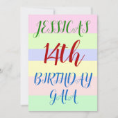 Eenvoudige "14th BIRTHDAY GALA" Uitnodiging voor v (Voorkant)