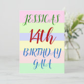 Eenvoudige "14th BIRTHDAY GALA" Uitnodiging voor v (Staand voorkant)