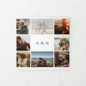 Eenvoudige 15 Fotocollage RSVP QR Code Bruiloft Drieluik Uitnodiging (Cover)