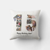 Eenvoudige 15e nummer-fotocollage aangepaste groet kussen (Achterkant)
