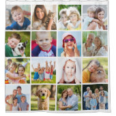 Eenvoudige 16 vierkante fotocollage douchegordijn (Voorkant)
