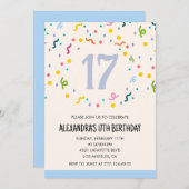 Eenvoudige 17e verjaardagsuitnodigingen Confetti M Kaart (Voorkant / Achterkant)